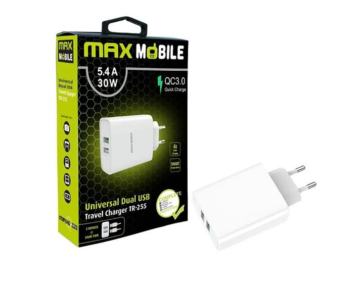 ADAPTER KUĆNI QC 3.0 QUICK CHARGE DUAL USB 30W MAXMOBILE