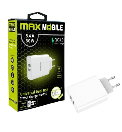 ADAPTER KUĆNI QC 3.0 QUICK CHARGE DUAL USB 30W MAXMOBILE
