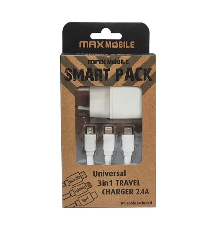 ADAPTER KUĆNI USB TR-219 2.4A+ 3u1 KABEL SMART PACK