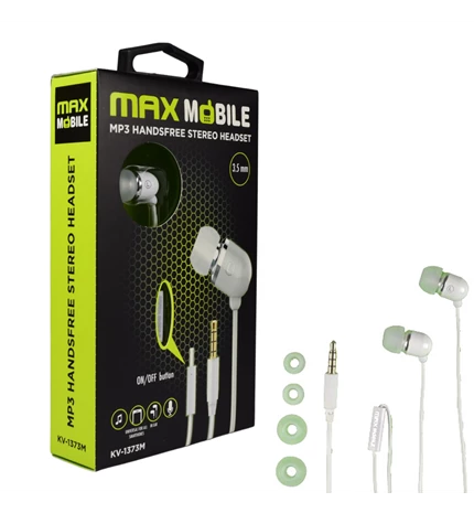 SLUŠALICE HANDSFREE KV-1373 BIJELE  3.5mm MAXMOBILE