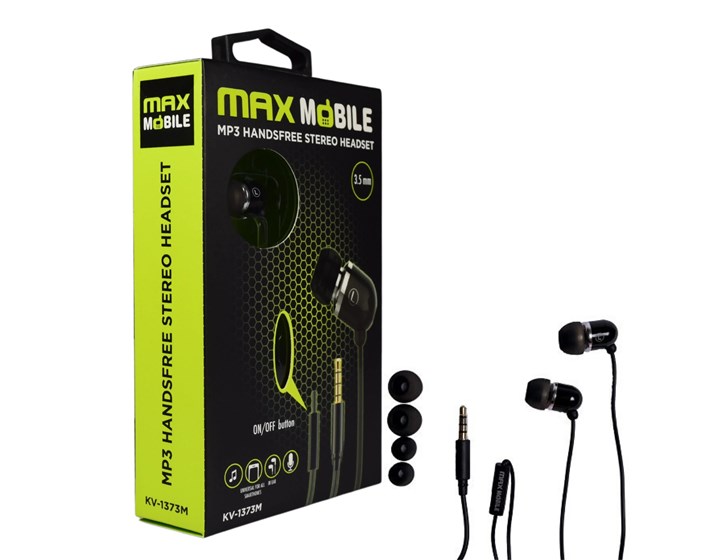 SLUŠALICE HANDSFREE KV-1373 CRNE 3.5mm MAXMOBILE