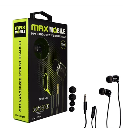 SLUŠALICE HANDSFREE KV-1373 CRNE 3.5mm MAXMOBILE