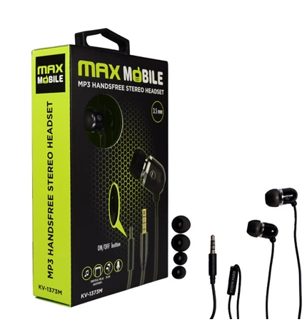 SLUŠALICE HANDSFREE KV-1373 CRNE 3.5mm MAXMOBILE