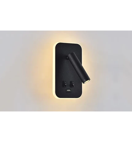 SVJETILJKE LED ZIDNA ARIZONA 7W+3W 3000K IP20+ USB  BLACK