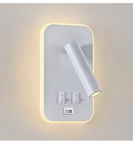 SVJETILJKE LED ZIDNA ARIZONA 7W+3W 3000K IP20+ USB  WHITE