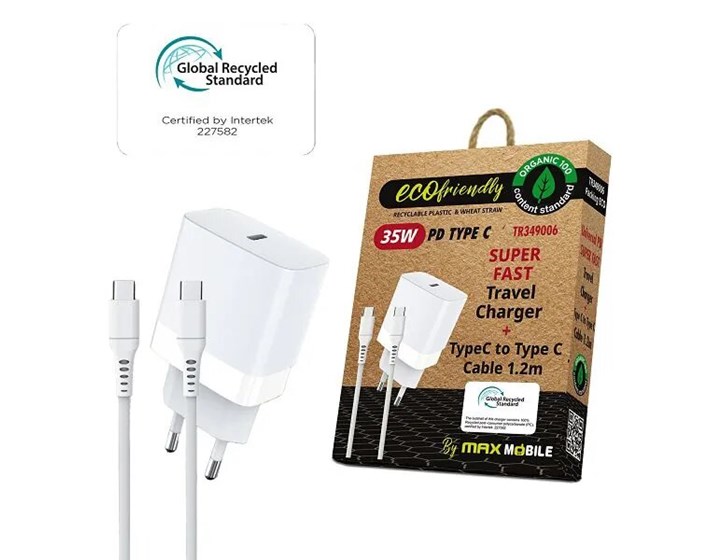 PUNJAČ KUĆNI MAXMOBILE PD SUPER FAST CHARGE 2U1 TYPEC+KABEL 35W ECO