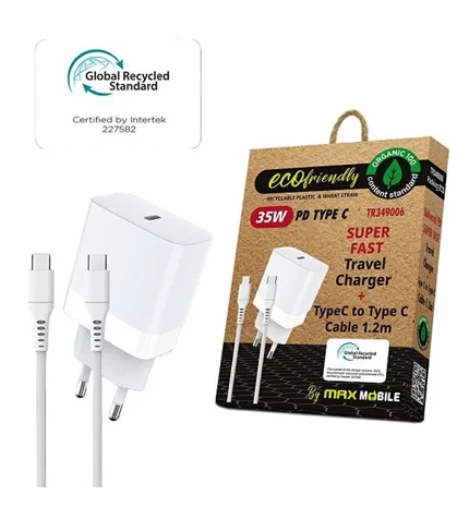 PUNJAČ KUĆNI MAXMOBILE PD SUPER FAST CHARGE 2U1 TYPEC+KABEL 35W ECO