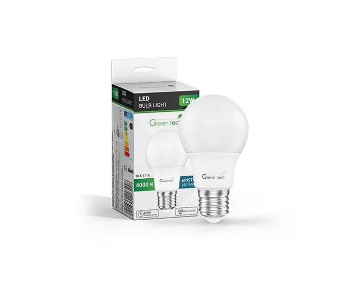 ŽARULJA LED GREEN TECH 12 W, 4000 K, E27, A60, 1200 lm, IP40, EPISTAR CHIP