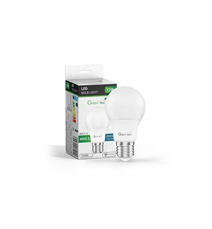 ŽARULJA LED GREEN TECH 12 W, 4000 K, E27, A60, 1200 lm, IP40, EPISTAR CHIP