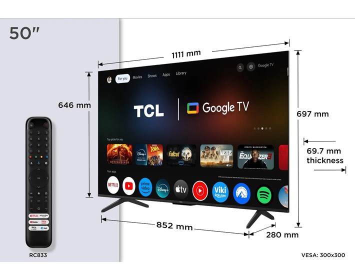 TV 50" TCL QLED 4K UHD GOOGLE TV 50P7K
