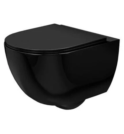 ŠKOLJKA WC RONDO VISEĆA BEZ BOČNIH OVORA RIMLESS CRNA MAT