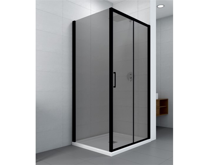 STIJENA TUŠ CONCEPT ATLAS 80X195 CRNA MAT PROZIRNO STAKLO 6mm