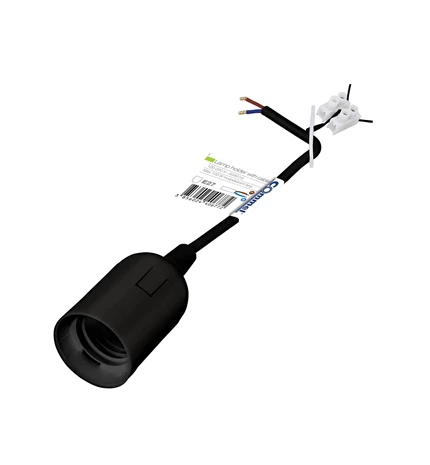GRLO E27 S KABELOM 17cm I REDNOM STEZALJKOM, CRNO