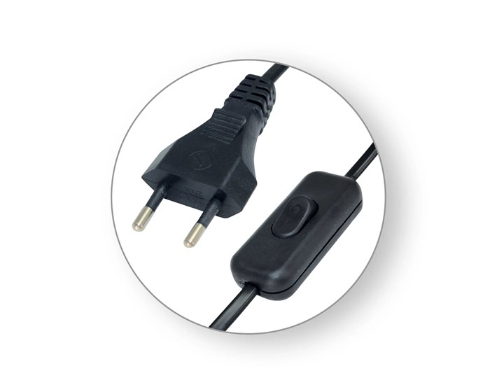 KABEL PRIKLJUČNI S EURO UTIKAČEM I SKLOPKOM 3m, 2x0,75mm2, 2,5A, 250V, CRNI