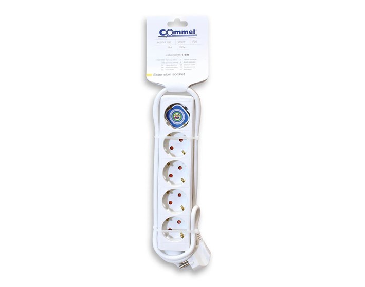 KABEL PRODUŽNI 1,4m, 3x1mm2, 5 UTIČNICA 16A,250V,3500W, BIJELI