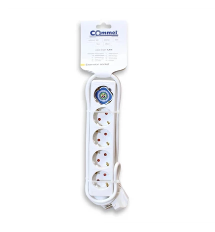 KABEL PRODUŽNI 1,4m, 3x1mm2, 5 UTIČNICA 16A,250V,3500W, BIJELI