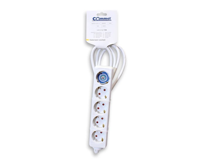 KABEL PRODUŽNI 3m, 3x1,5mm2, 5 UTIČNICA 16A,250V,3500W, BIJELI