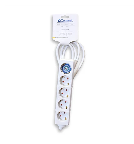 KABEL PRODUŽNI 3m, 3x1,5mm2, 5 UTIČNICA 16A,250V,3500W, BIJELI