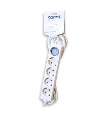 KABEL PRODUŽNI 5m, 3x1,5mm2, 5 UTIČNICA 16A,250V,3500W, BIJELI