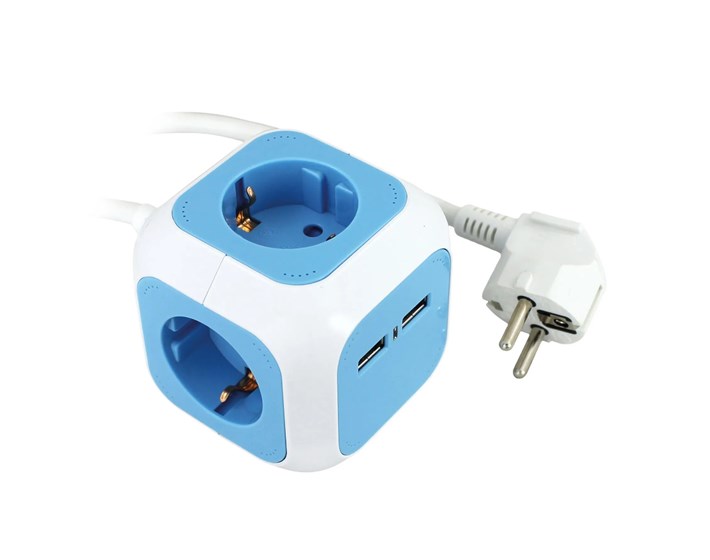 UTIČNICA PRENOSIVA "KOCKA" 1,4m, 3x1,5mm2, 4 UTIČNICE ŠUKO 16A,250V,3500W+2xUSB 