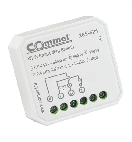 PREKIDAČ WiFi MINI JEDNOSTRUKI  5A,150W,100-240V, 2,4GHz,802.11b/g/n +16dBm IP20