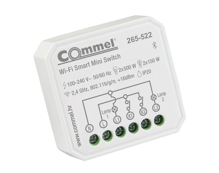 PREKIDAČ WiFi MINI DVOSTRUKI 2x5A,2x150W/2x500W,100-240V, 2,4GHz,802.11b/g/n +16