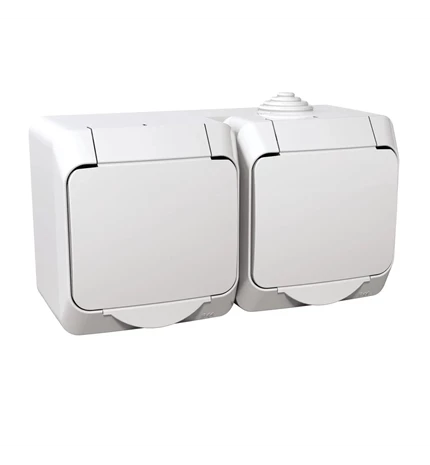 UTIČNICA OG II PVC DUPLA 16A IP44 BIJELA CEDAR