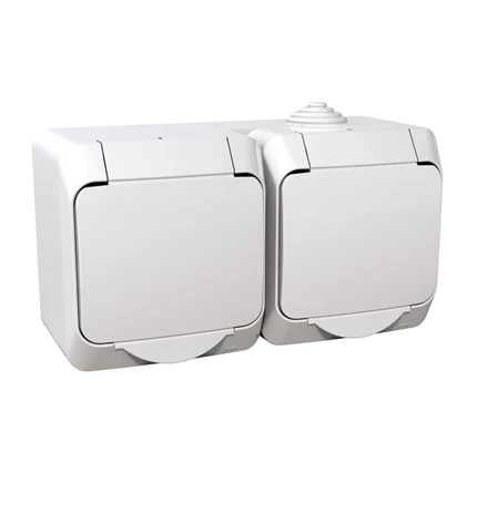 UTIČNICA OG II PVC DUPLA 16A IP44 BIJELA CEDAR