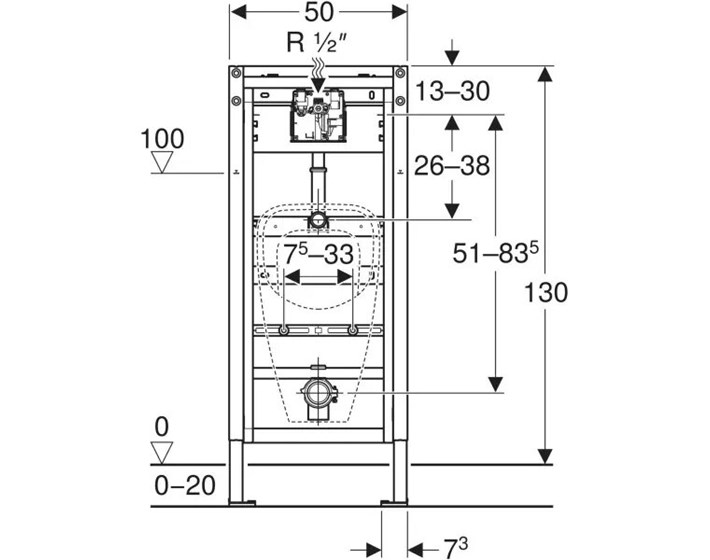 ELEMENT UGRADBENI ZA PISOAR GEBERIT DUOFIX 112-130cm, ZA GLA.RAS. 111.676.00.1