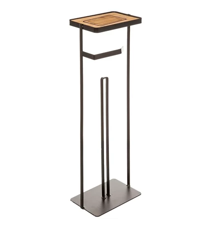 DRŽAČ TOALETNOG PAPIRA I MOBITELA  SAMOSTOJEĆI 18X12X59.2CM METAL CRNI, FIVE