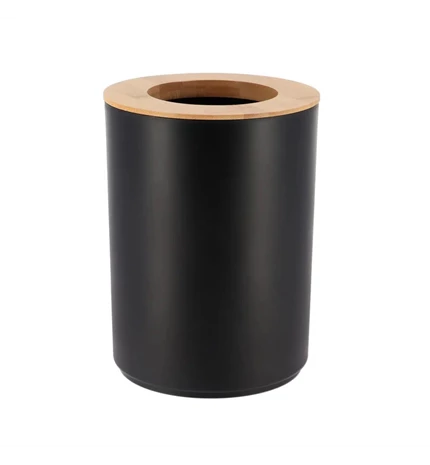 KANTA ZA SMEĆE S BAMBUS POKLOPCEM 5L PP, CRNA, TENDANCE
