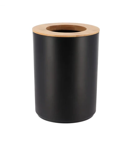 KANTA ZA SMEĆE S BAMBUS POKLOPCEM 5L PP, CRNA, TENDANCE