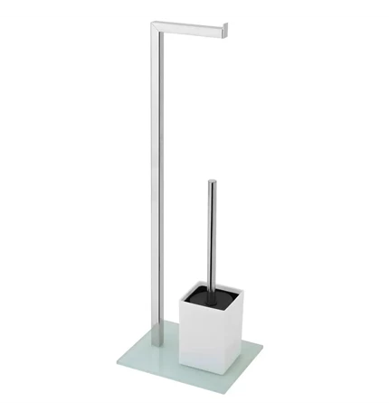 DRŽAČ TOLETNOG PAPIRA I WC ČETKE 70,5 cm, KROMIRANI ČELIK /PVC/KALJANO STAKLO, B
