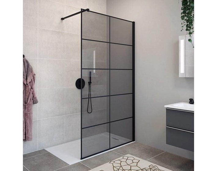 STIJENA TUŠ ZENITH WALL GLAM 120, CRNA MAT/SIVO