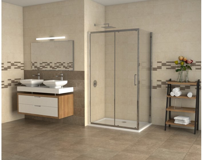 STIJENA TUŠ ZA ATLAS 80x195 KROM/PROZIRNO STAKLO 6mm