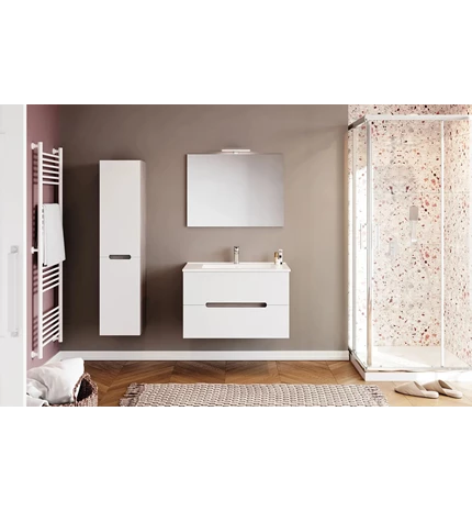 BAZA IRIS 80cm S UMIVAONIKOM 2 LADICE,OGLEDALO 80x80 cm I LED SVJETILJKA BINACO 