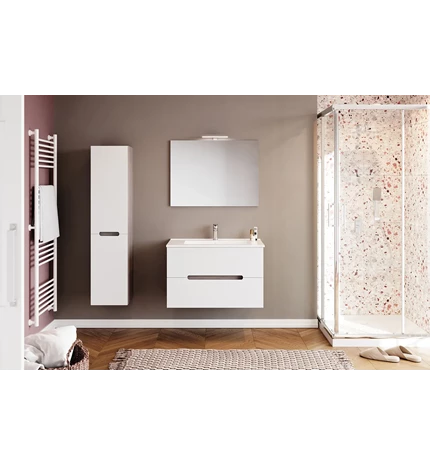 BAZA IRIS 80cm S UMIVAONIKOM 2 LADICE,OGLEDALO 80x80 cm I LED SVJETILJKA BINACO 
