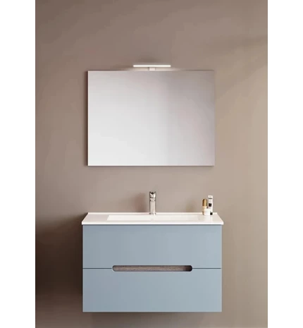 BAZA IRIS 80cm S UMIVONIKOM 2 LADICE,OGLEDALO 80x80 cm I LED SVJETILJKA BLU PAST
