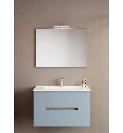 BAZA IRIS 80cm S UMIVONIKOM 2 LADICE,OGLEDALO 80x80 cm I LED SVJETILJKA BLU PAST