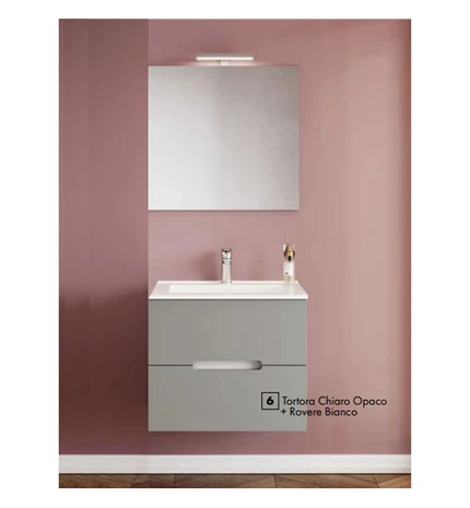 BAZA IRIS 60cm S UMIVAONIKOM 2 LADICE,OGLEDALO 60x80 cm I LED SVJETILJKA TORTORA