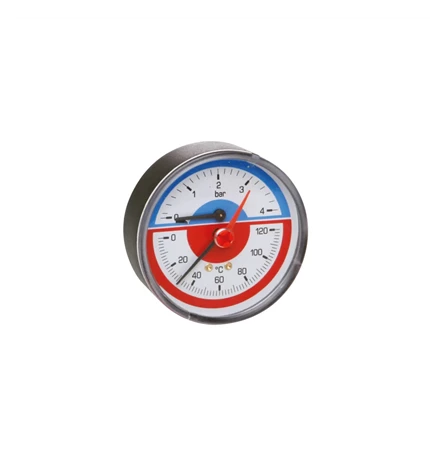 TERMOMANOMETAR 0-4 bara, 0-120 °C, 1/2", fi 80 mm AKSIJALNI