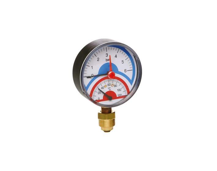 TERMOMANOMETAR 0-4 bara, 0-120 °C, 1/2", fi 80 mm RADIJALNI