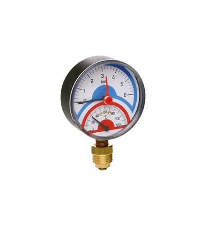 TERMOMANOMETAR 0-4 bara, 0-120 °C, 1/2", fi 80 mm RADIJALNI