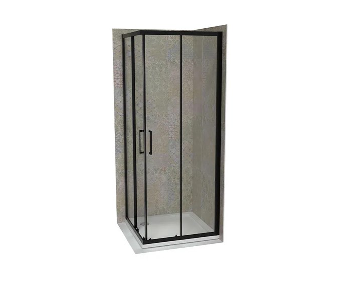KABINA TUŠ KVADRATNA 80x80x195 ATLAS PRO KLIZNA VRATA CRNI OKVIR PROZIRNO STAKLO