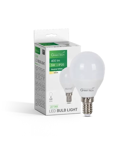 ŽARULJA LED GREEN TECH 5W, 4000K, E14, G45, IP20, SANAN CHIP