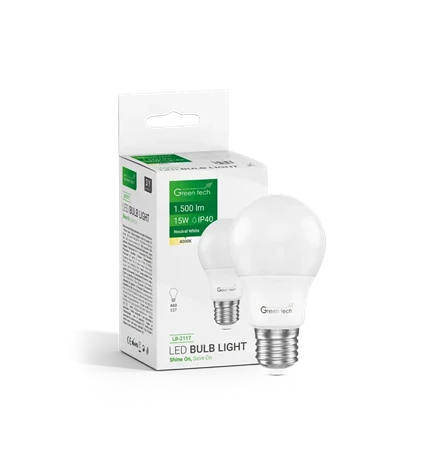 ŽARULJA LED GREEN TECH 15W, 4000K, E27, A60, FLUX: 1500 LM, IP40, EPISTAR CHIP