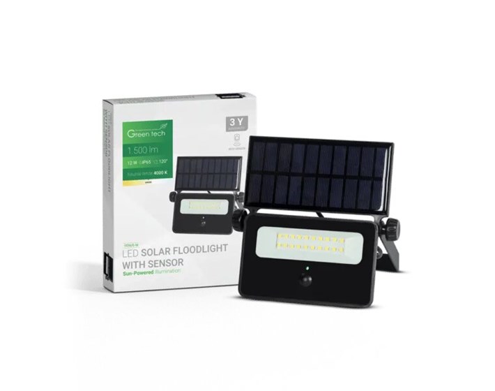 REFLEKTOR LED SOLARNI GREEN TECH 12W, 4000K, IP65, 1500 LM