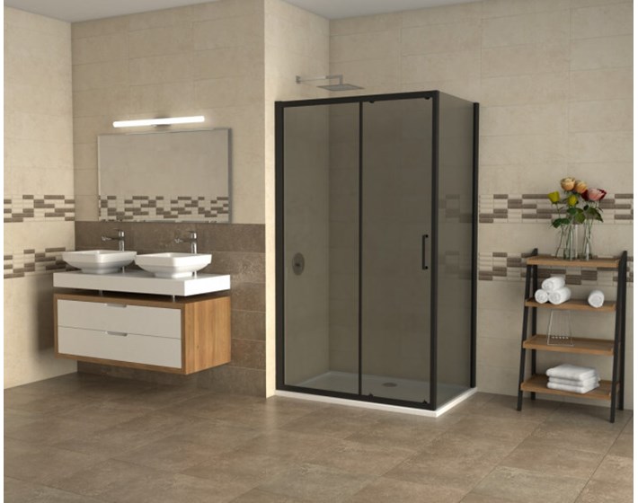 PARAVAN 110X1950 CONCEPT ATLAS BLACK 6MM STAKLO PROZIRNO PROFIL CRNI MAT