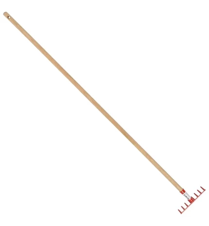 GRABLJE VRTNE 8 ZUBA S DRŠKOM OD 140cm CRVENA