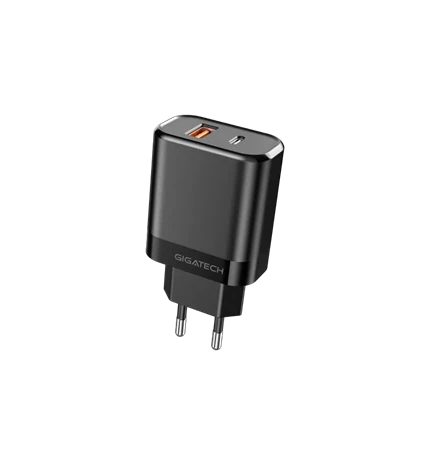 PUNJAČ ZA SMARTPHONE UNIVERZALNI USB A I C IZLAZ GIGATECH NXC250, 25W, CRNI